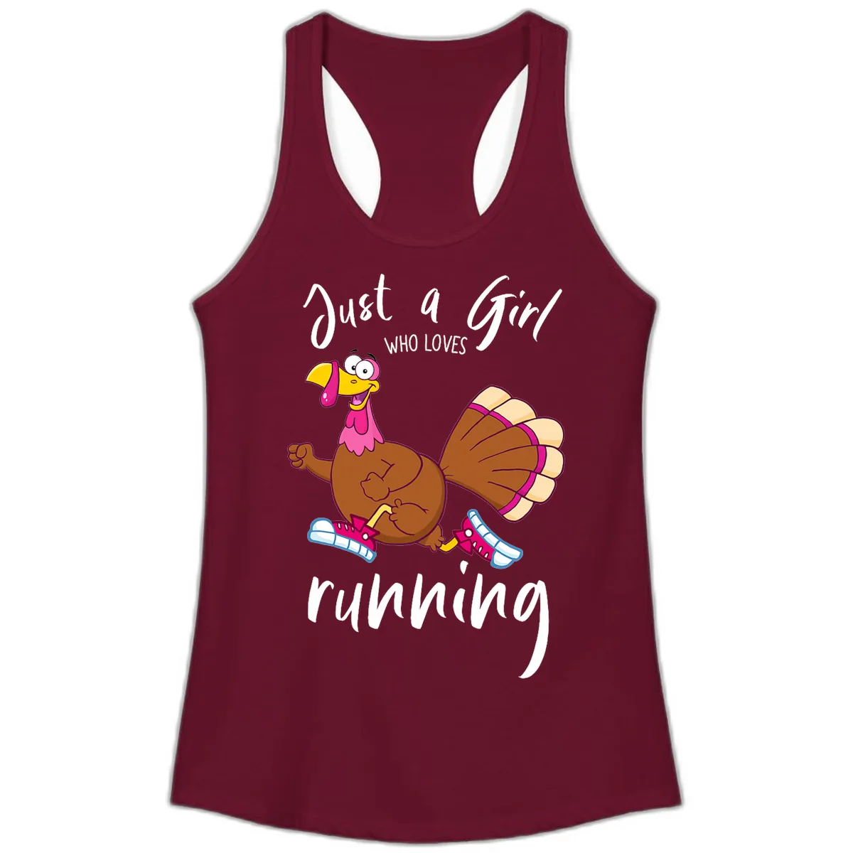 Just A Girl Who Loves Running Turkey Ladies Tank in Solid Cardinal Red