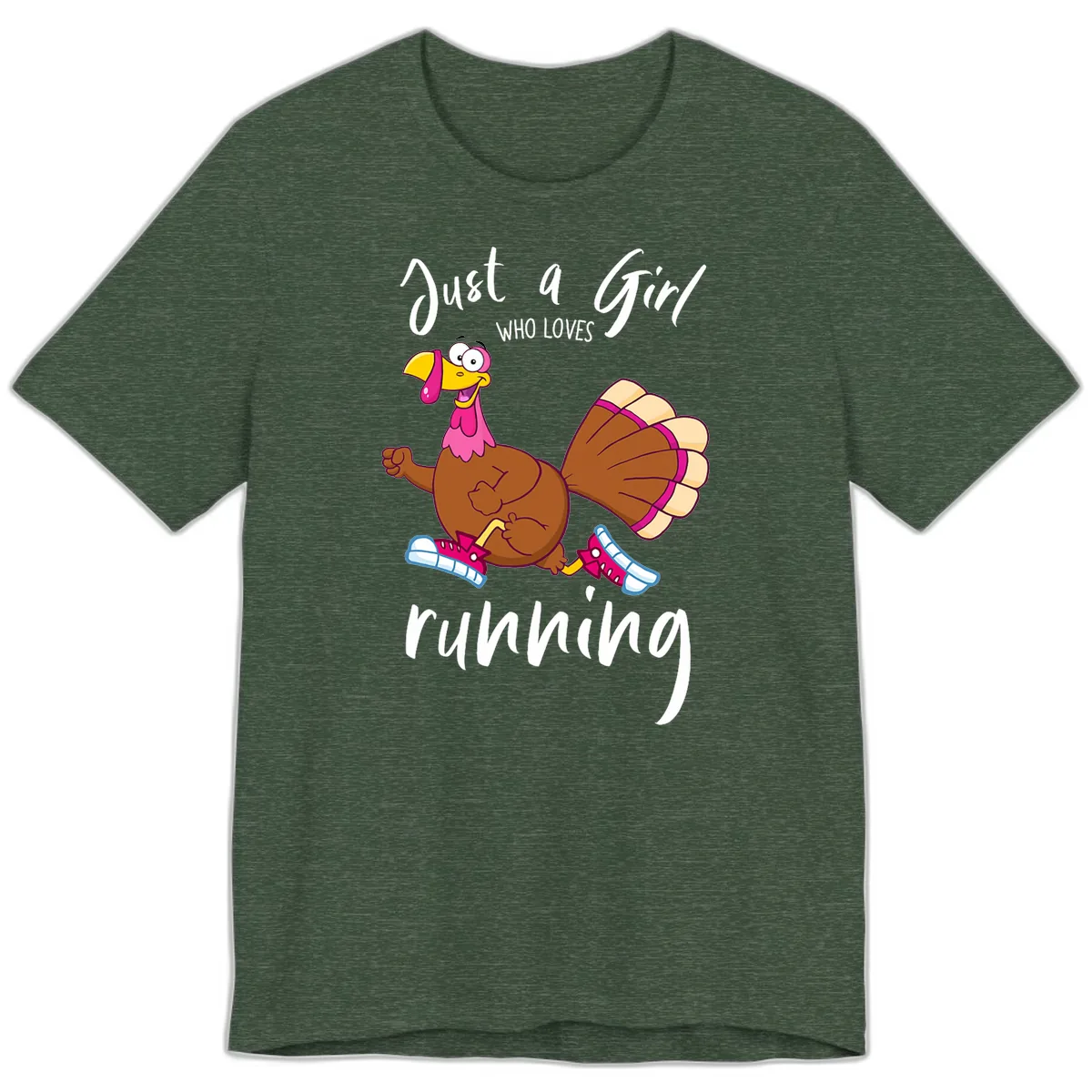 Just A Girl Who Loves Running Turkey Premium T-Shirt in Heather Forest