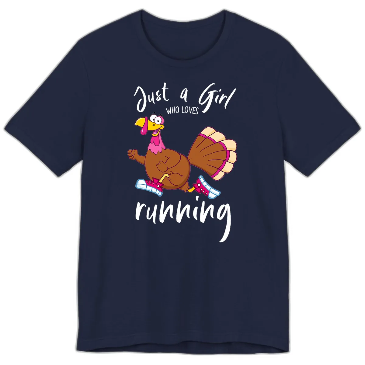 Just A Girl Who Loves Running Turkey Premium T-Shirt in Navy
