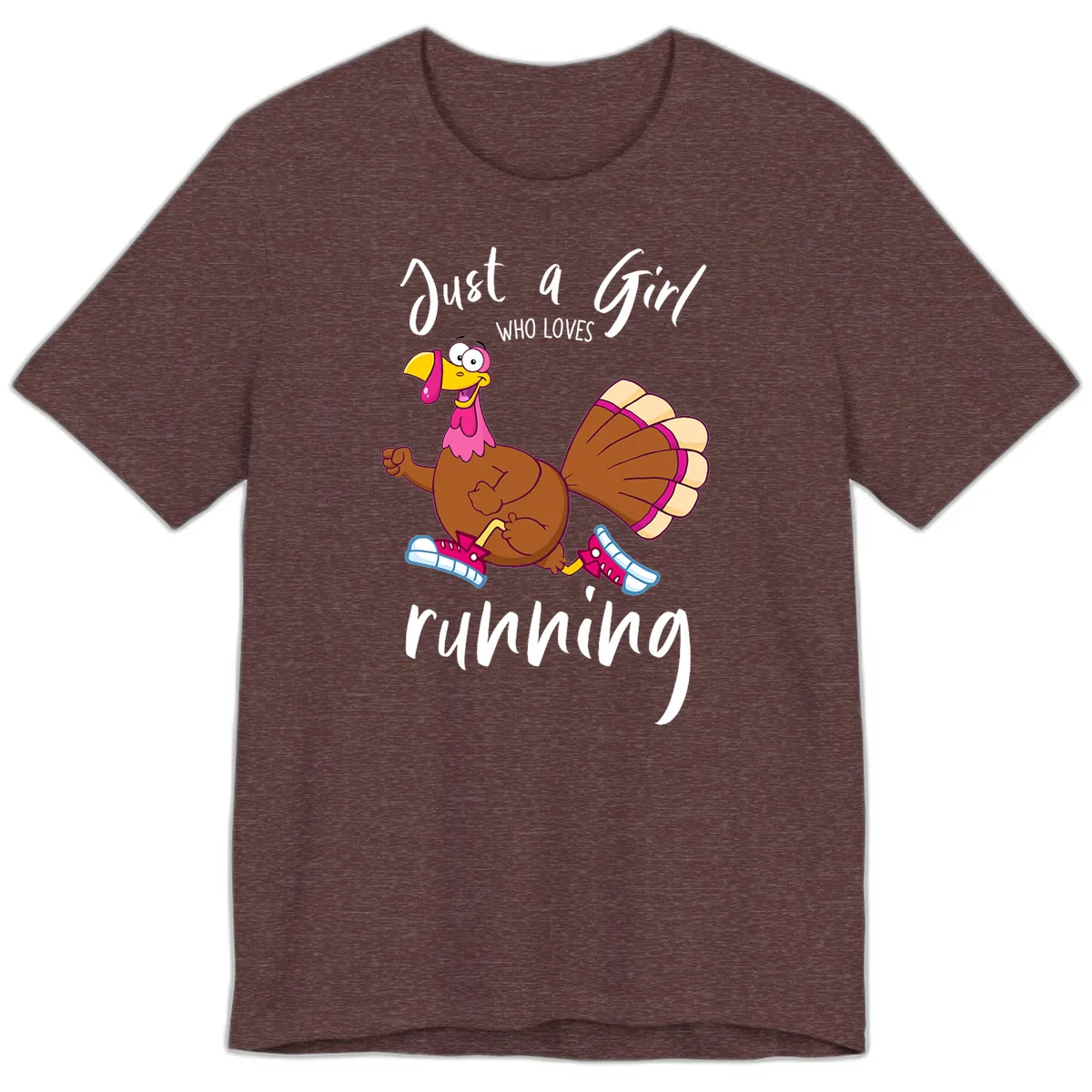 Just A Girl Who Loves Running Turkey Premium T-Shirt in Heather Maroon