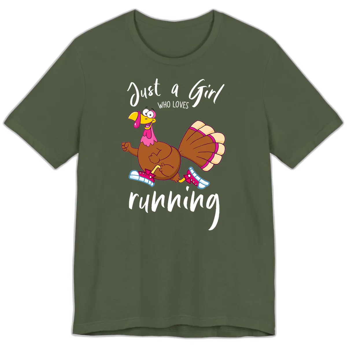 Just A Girl Who Loves Running Turkey Premium T-Shirt in Military Green