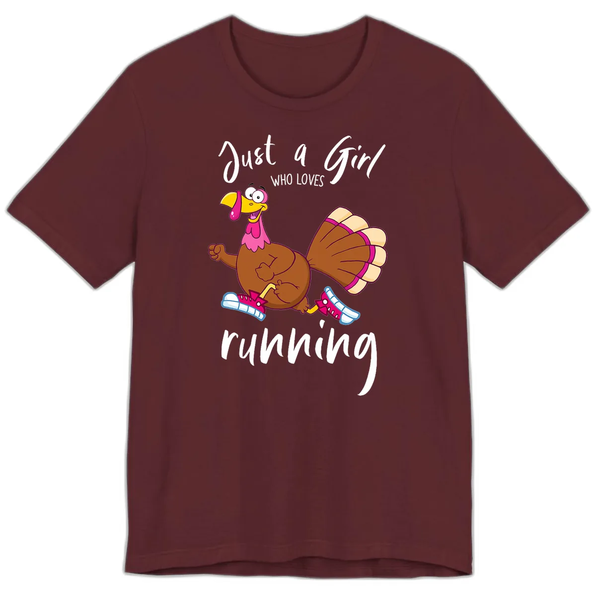 Just A Girl Who Loves Running Turkey Premium T-Shirt in Maroon