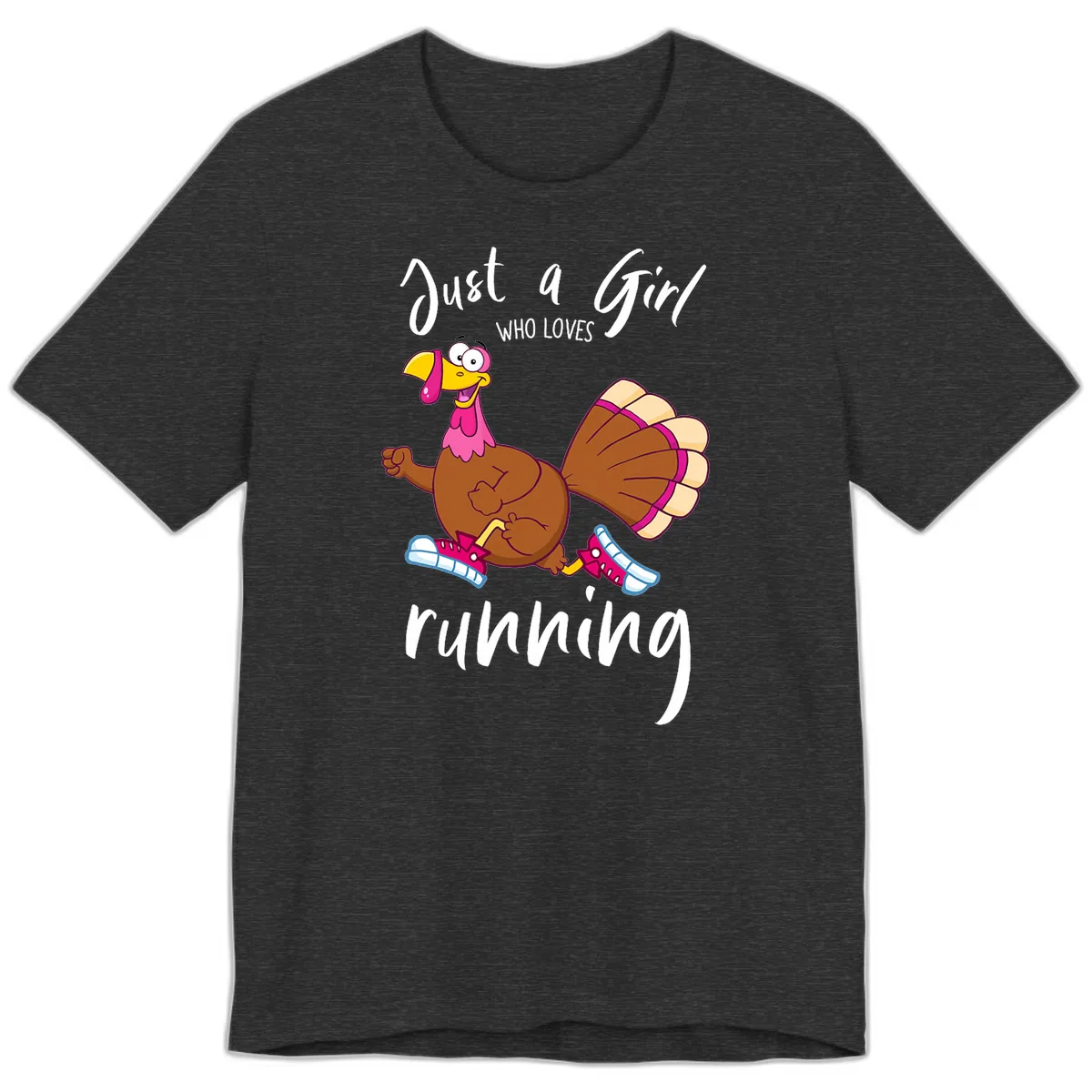 Just A Girl Who Loves Running Turkey Premium T-Shirt in Dark Grey Heather