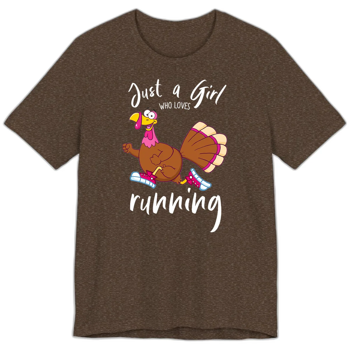 Just A Girl Who Loves Running Turkey Premium T-Shirt in Heather Brown