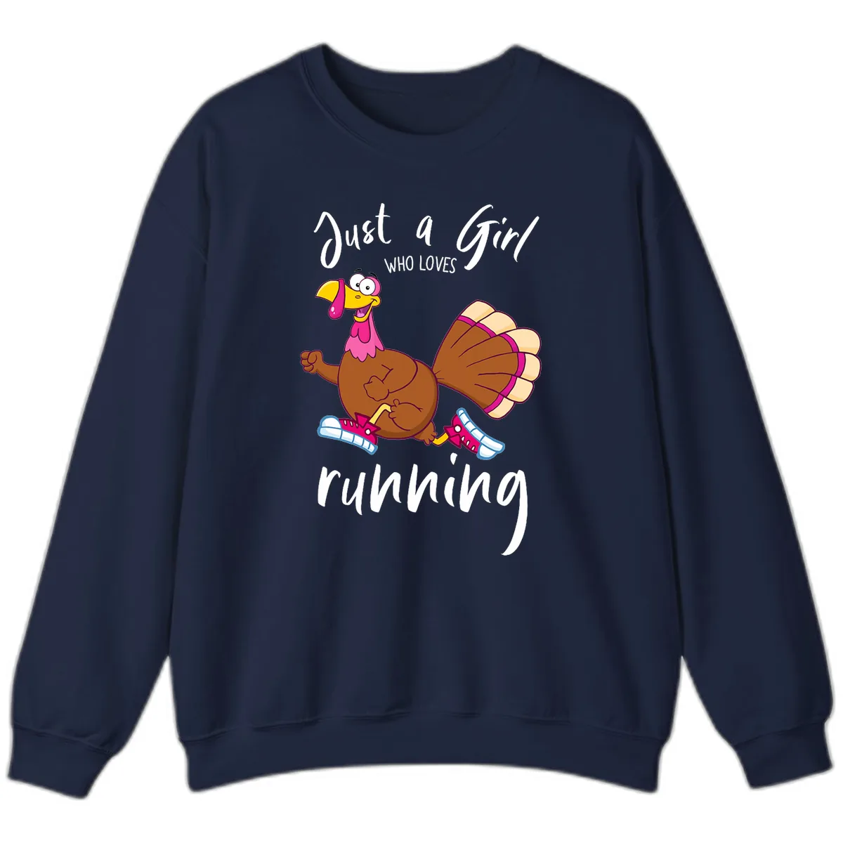 Just A Girl Who Loves Running Turkey Sweatshirt in Navy