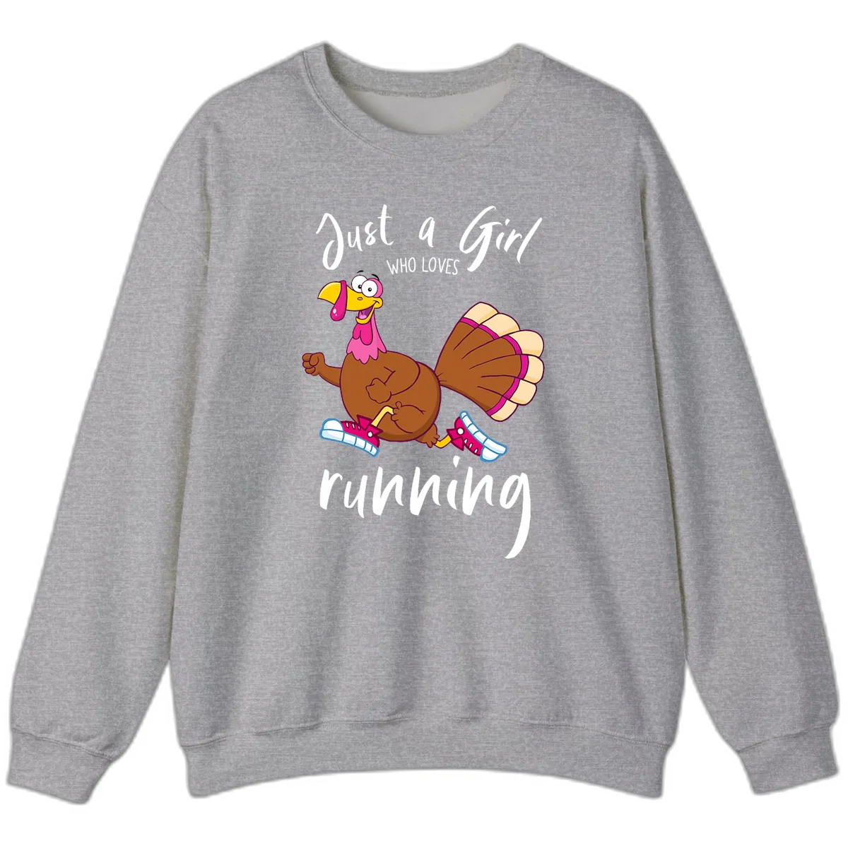 Just A Girl Who Loves Running Turkey Sweatshirt in Sport Grey
