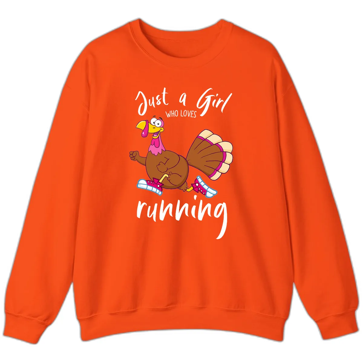 Just A Girl Who Loves Running Turkey Sweatshirt in Orange