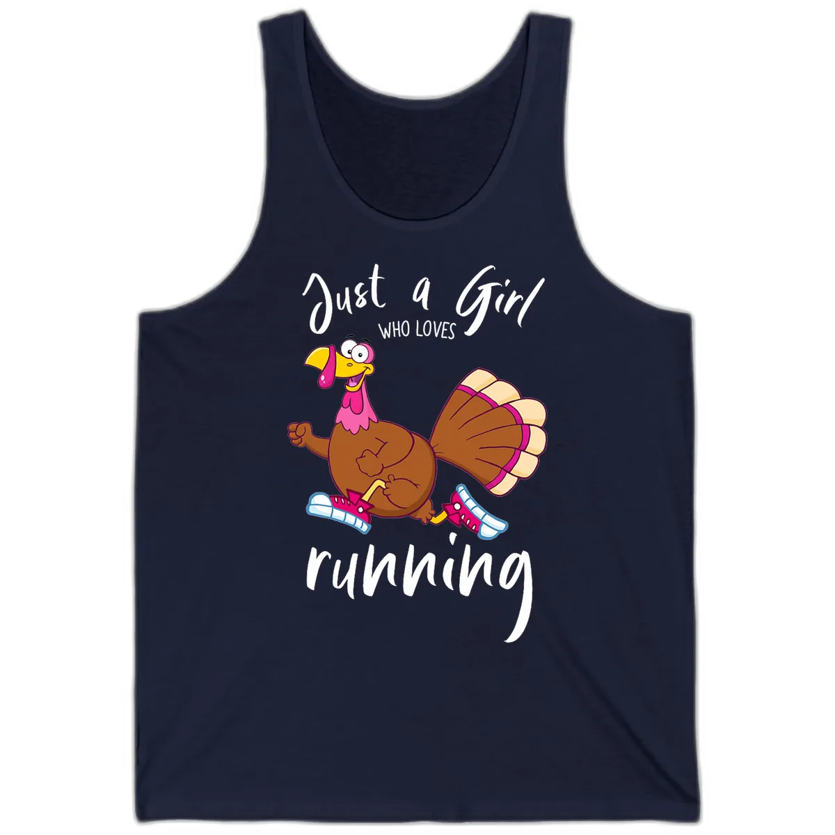 Just A Girl Who Loves Running Turkey Tank in Navy