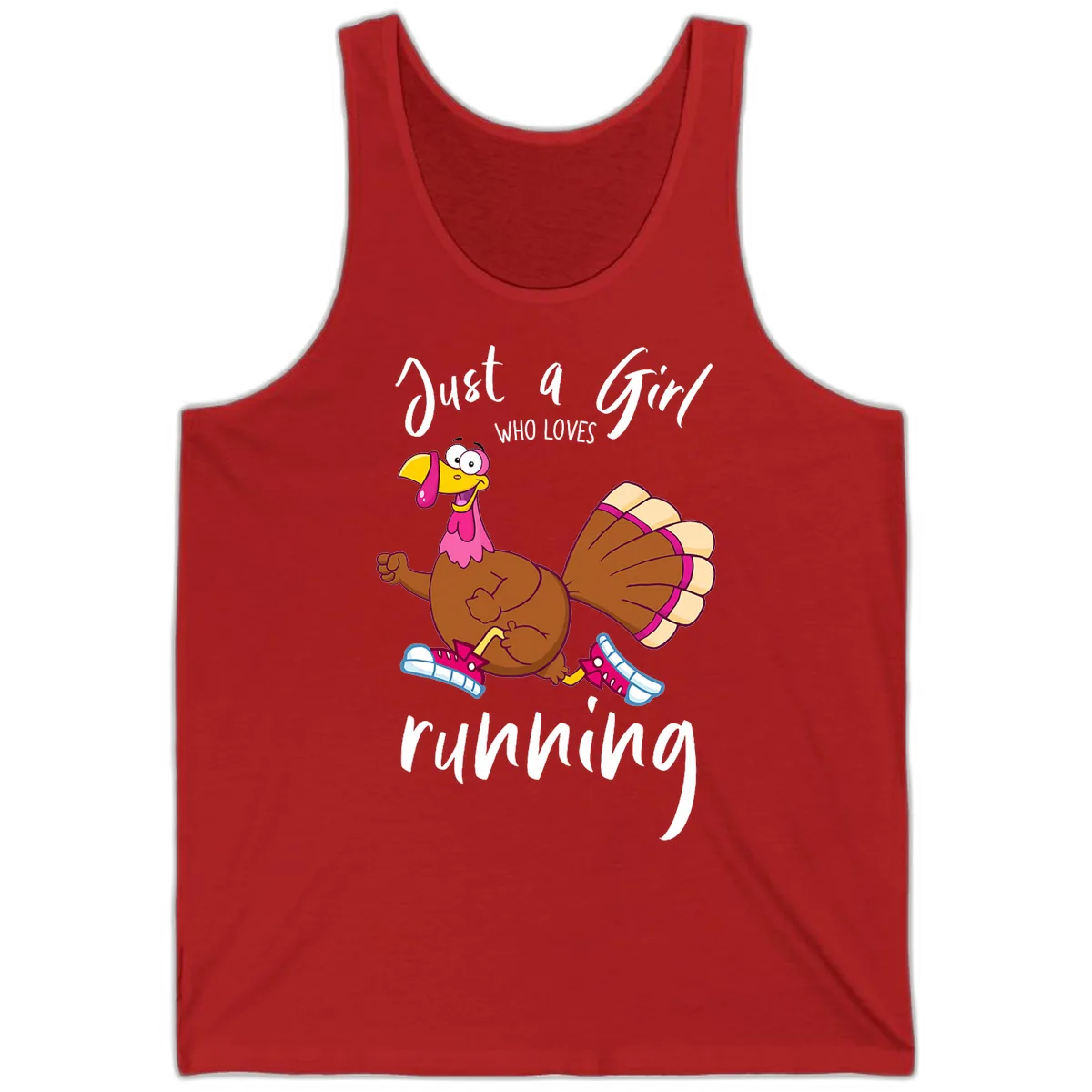 Just A Girl Who Loves Running Turkey Tank in Red