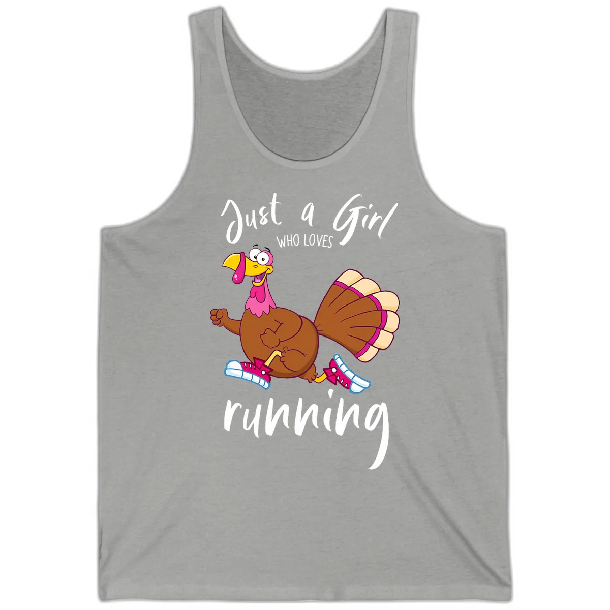 Just A Girl Who Loves Running Turkey Tank in Athletic Heather