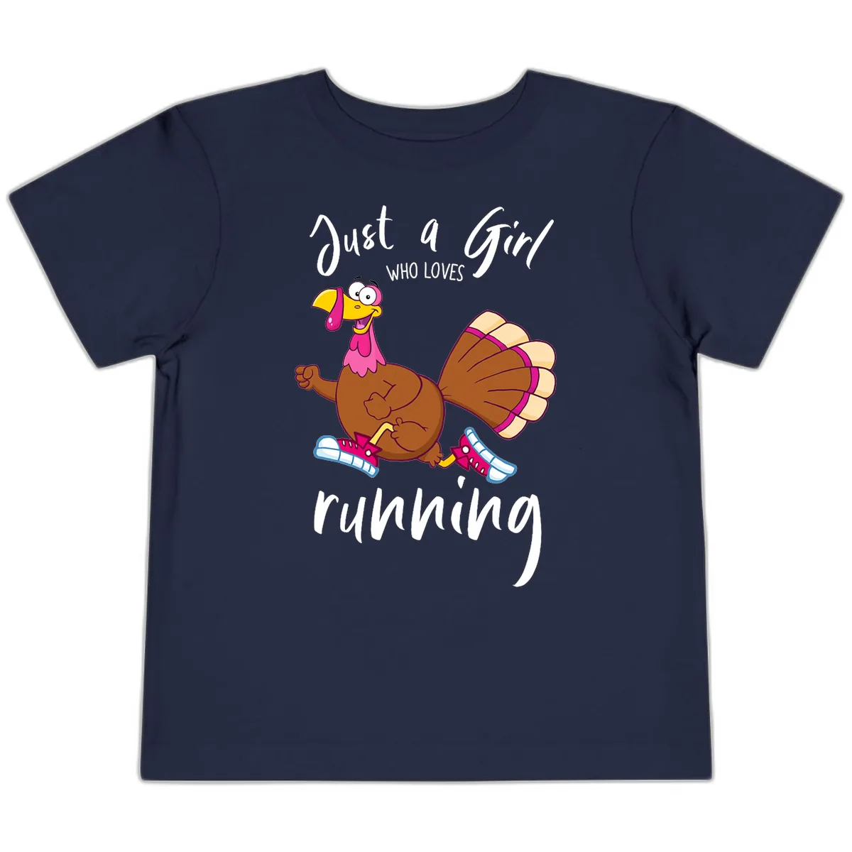 Just A Girl Who Loves Running Turkey Toddler T-Shirt in Navy