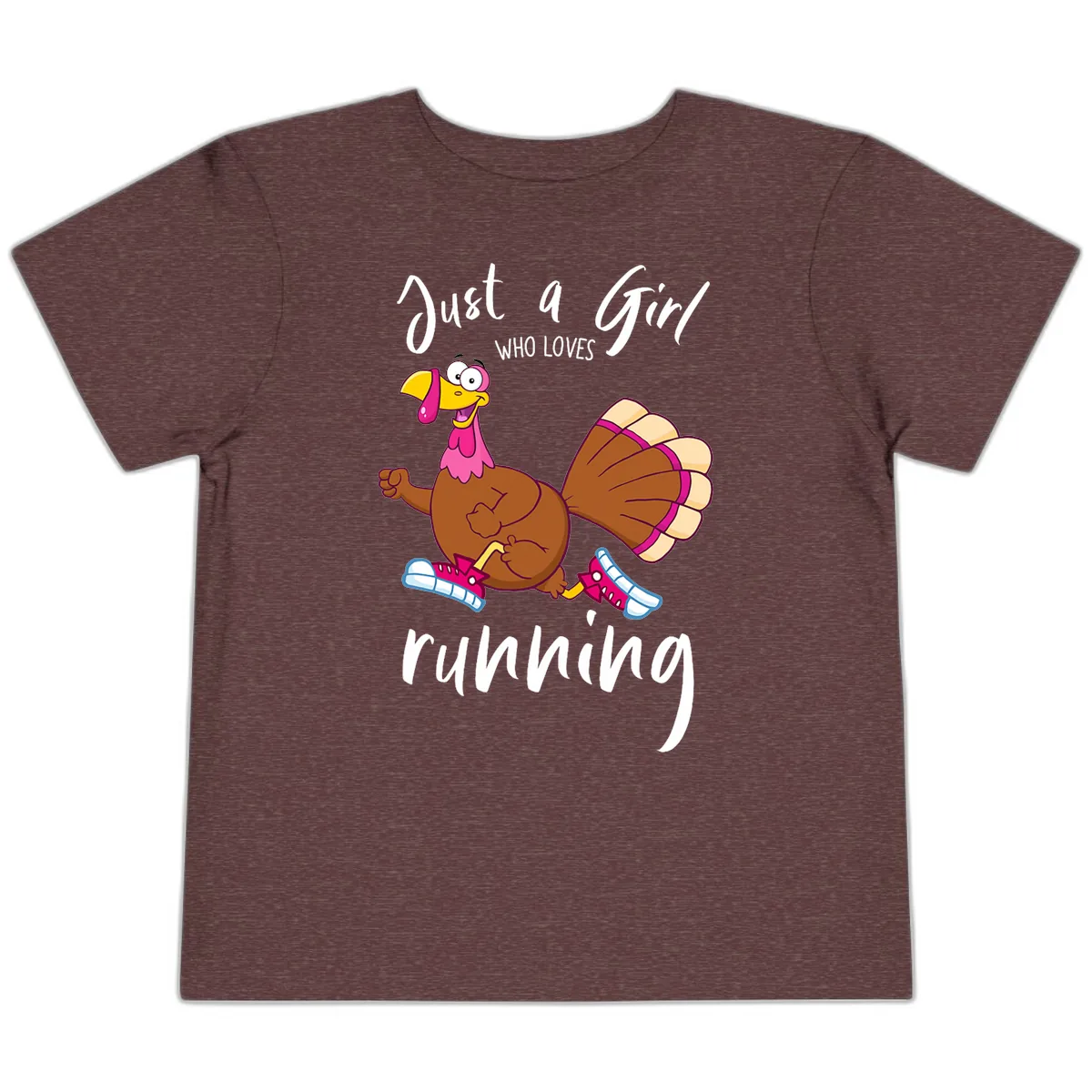 Just A Girl Who Loves Running Turkey Toddler T-Shirt in Heather Maroon