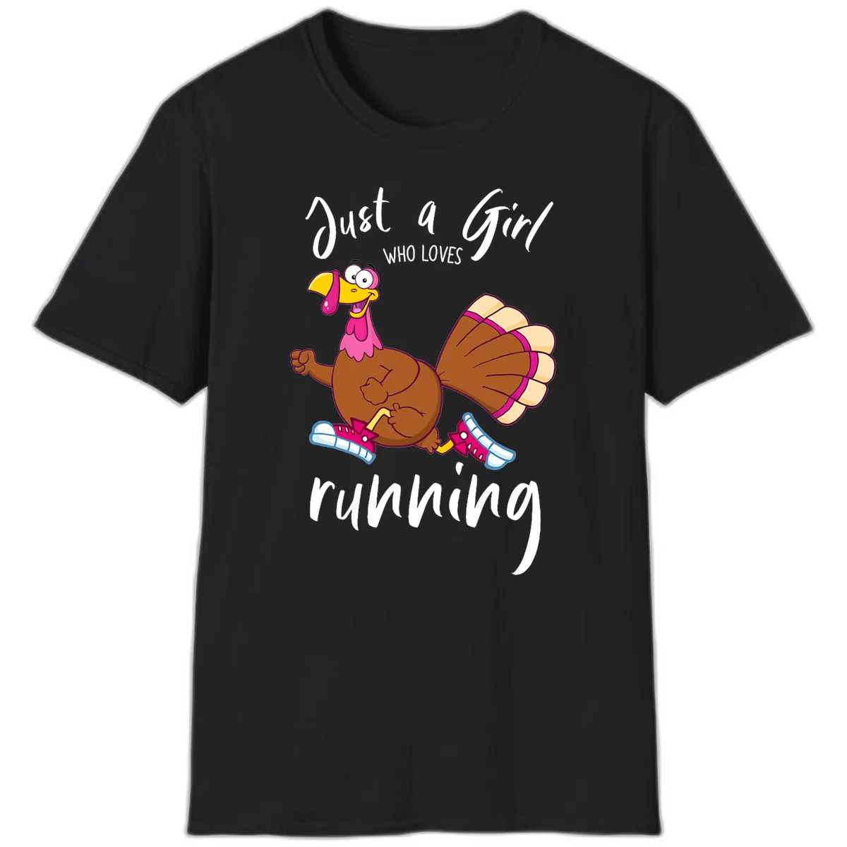 Just A Girl Who Loves Running Turkey T-Shirt in Black