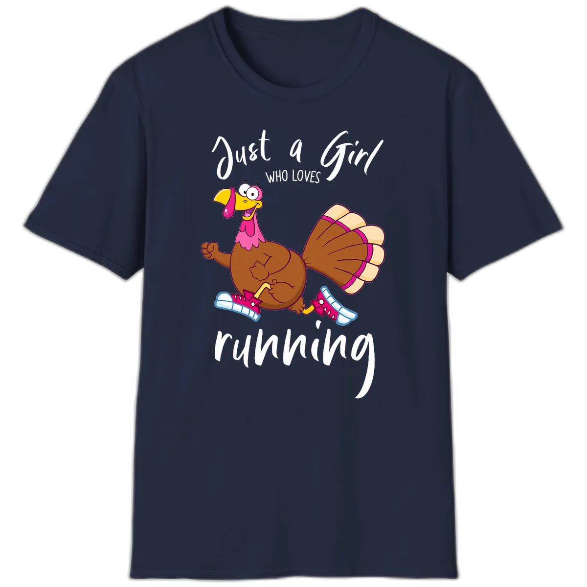 Just A Girl Who Loves Running Turkey T-Shirt in Navy