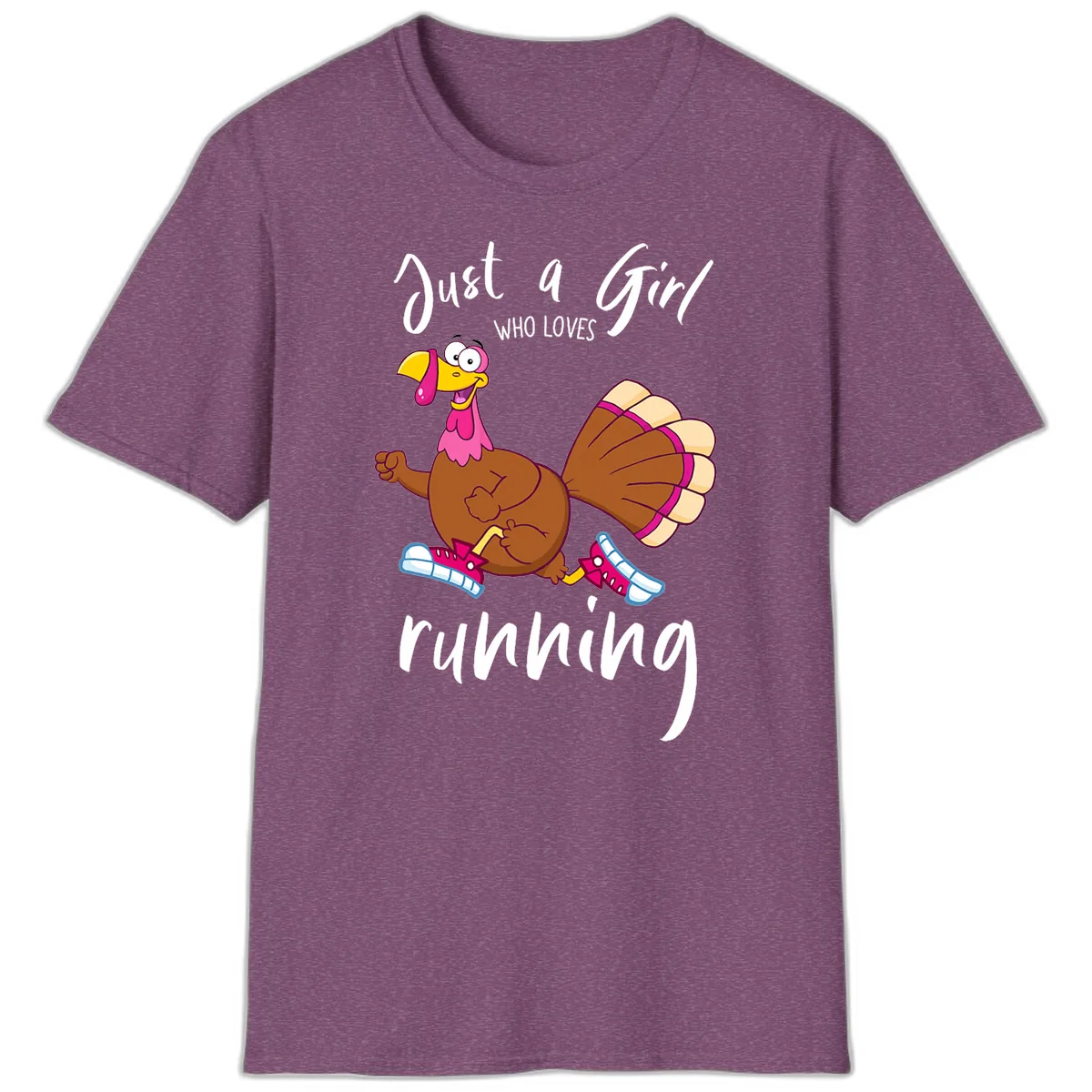Just A Girl Who Loves Running Turkey T-Shirt in Heather Maroon