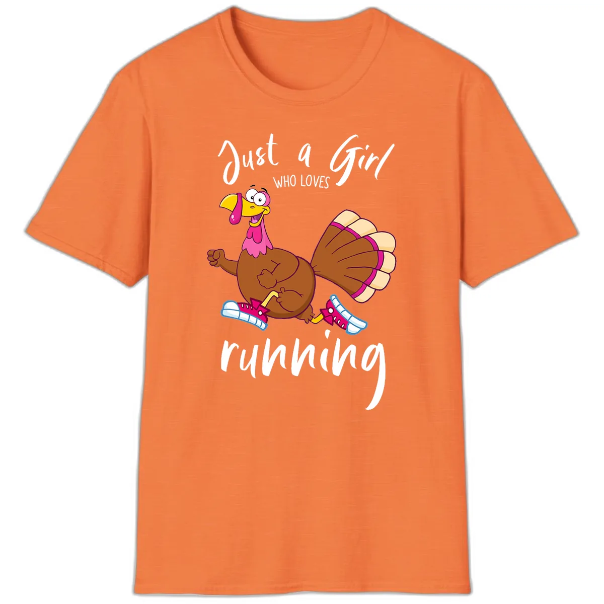 Just A Girl Who Loves Running Turkey T-Shirt in Heather Orange