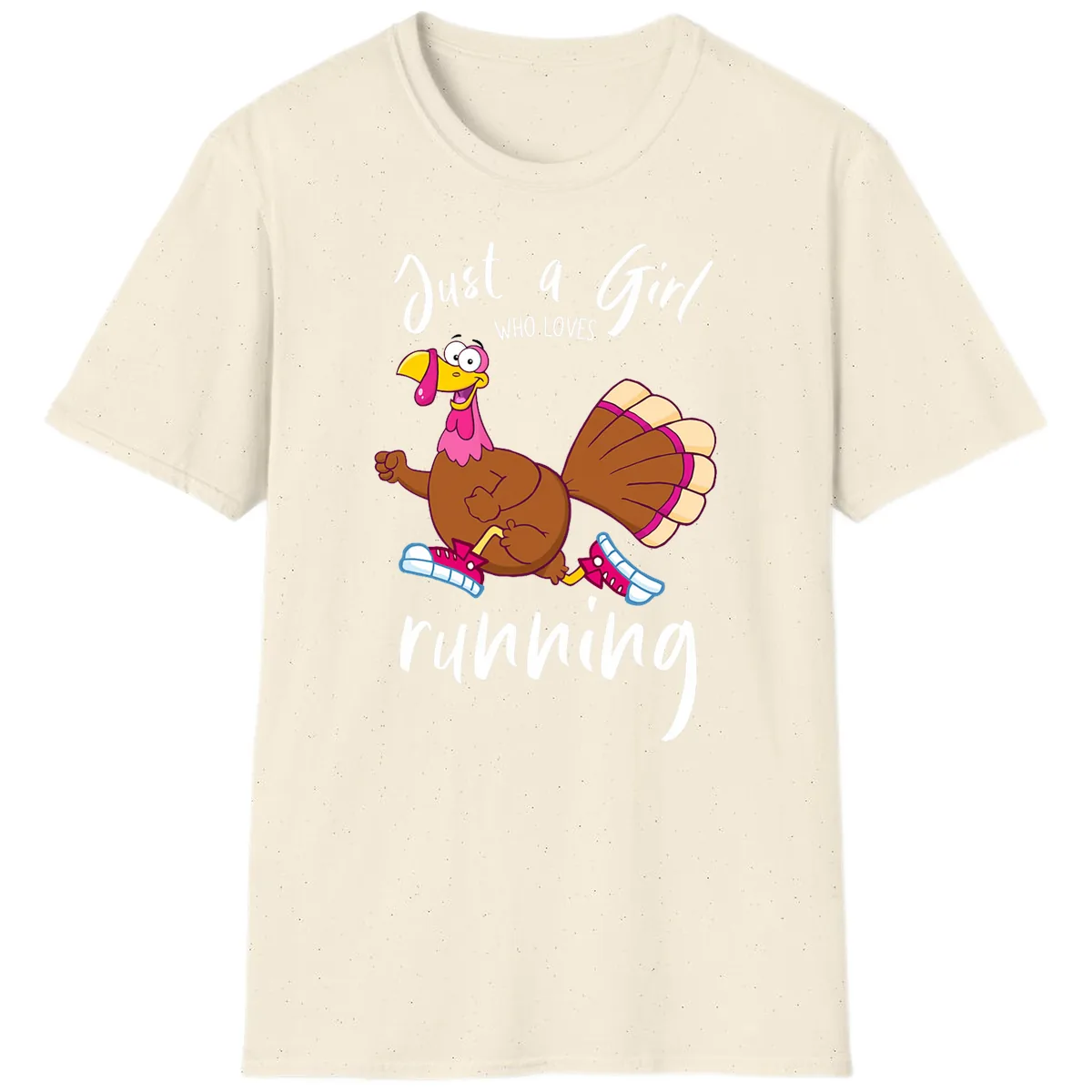 Just A Girl Who Loves Running Turkey T-Shirt in Natural