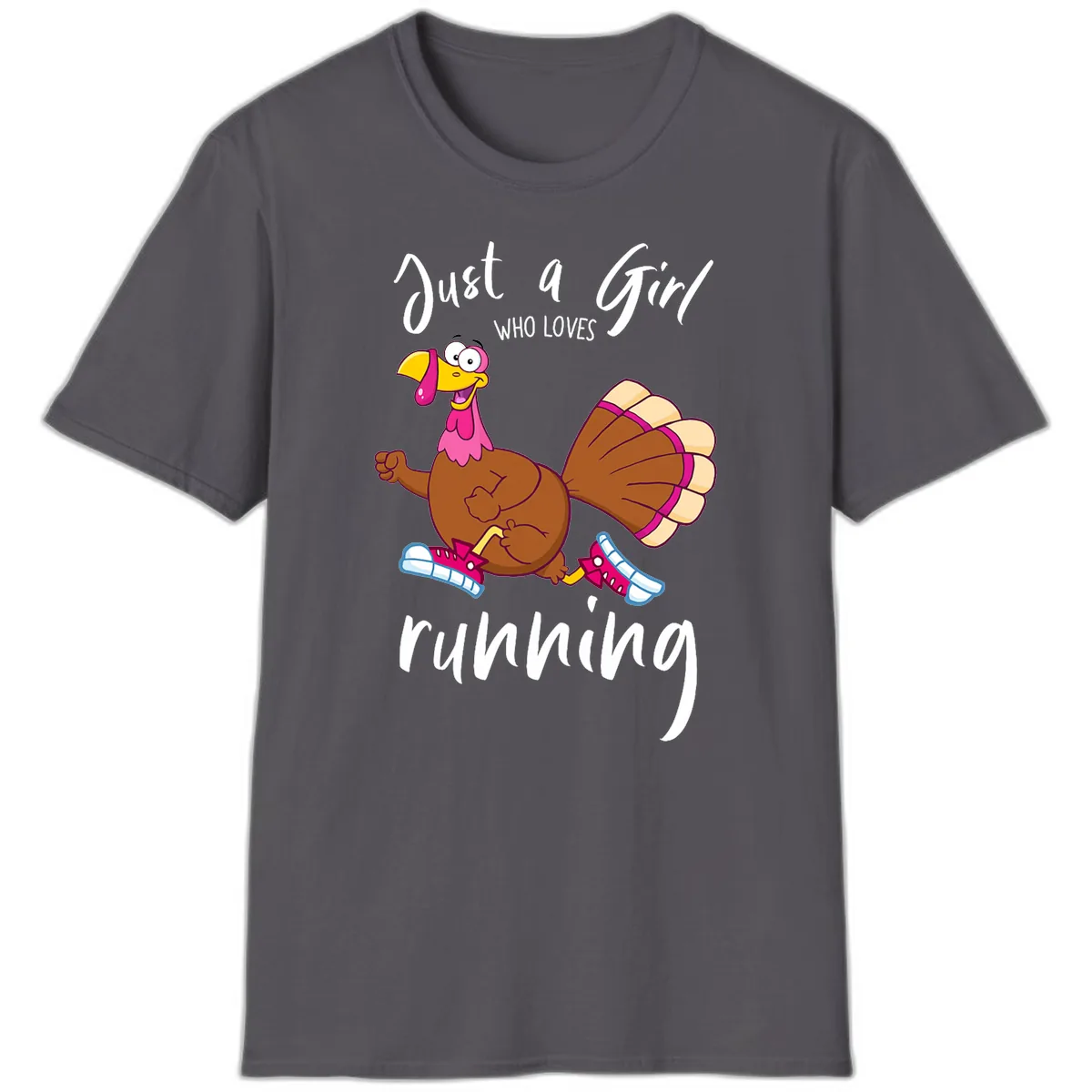 Just A Girl Who Loves Running Turkey T-Shirt in Charcoal