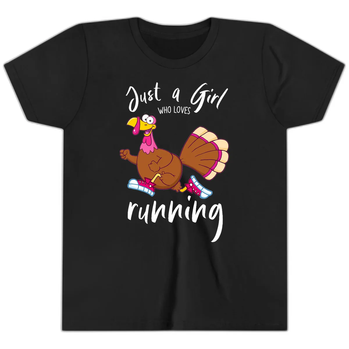 Just A Girl Who Loves Running Turkey Youth T-Shirt in Black