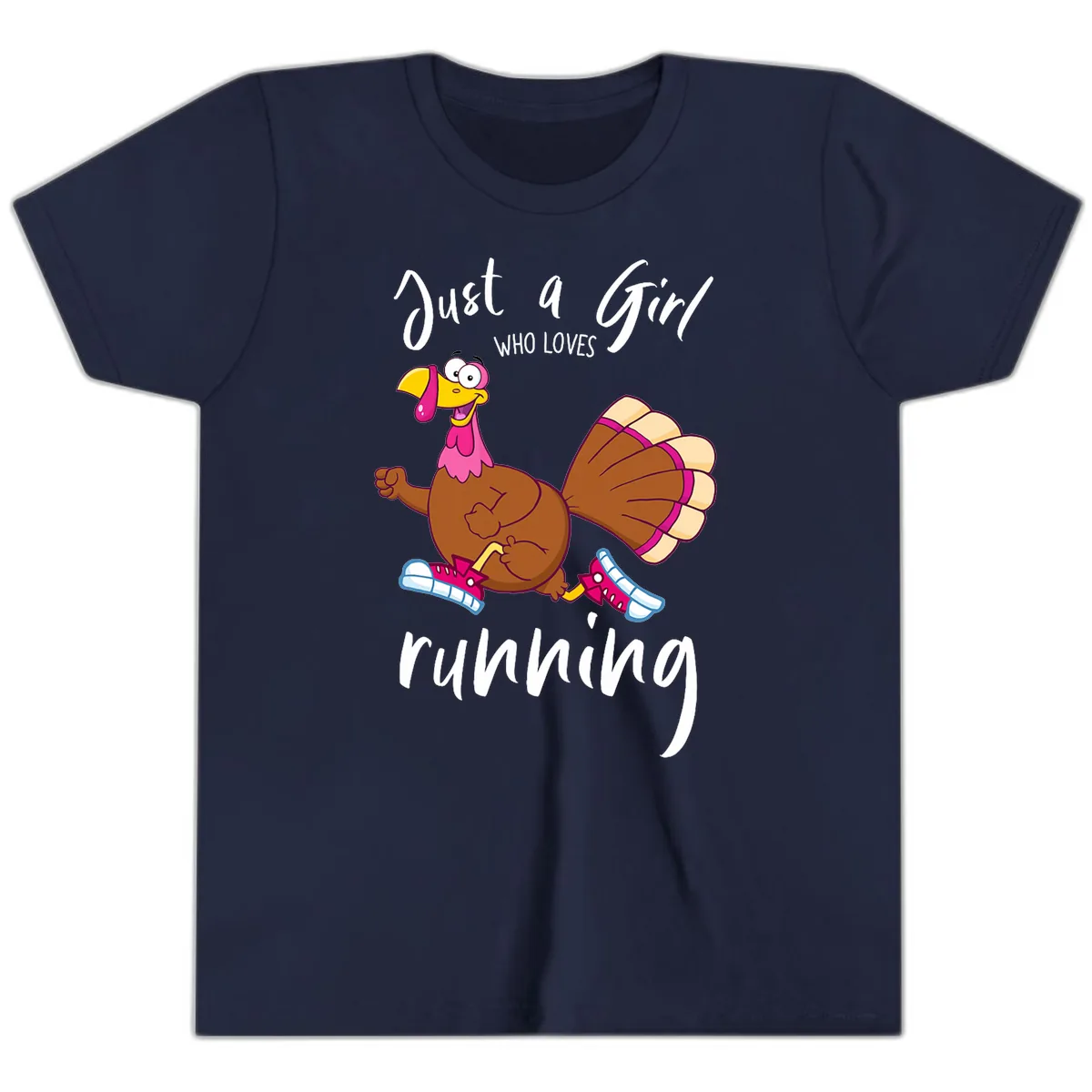 Just A Girl Who Loves Running Turkey Youth T-Shirt in Navy