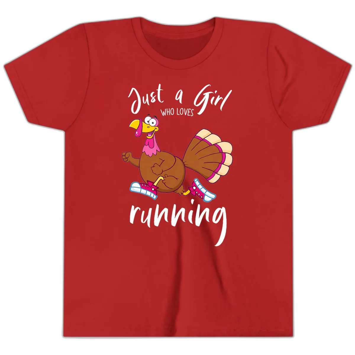 Just A Girl Who Loves Running Turkey Youth T-Shirt in Red