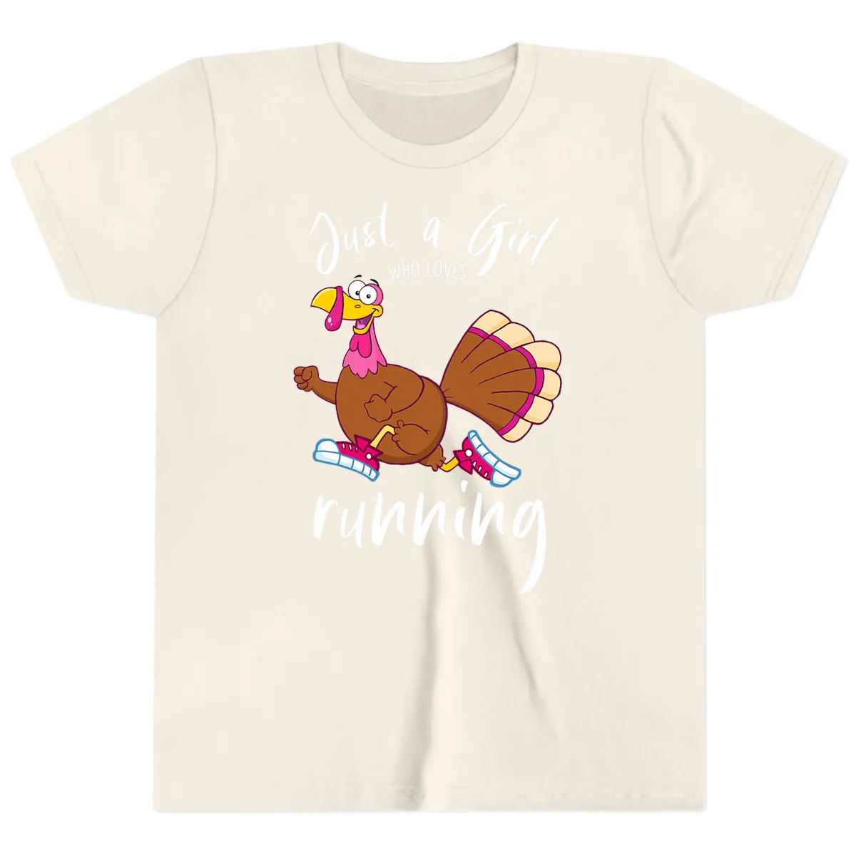 Just A Girl Who Loves Running Turkey Youth T-Shirt in Natural
