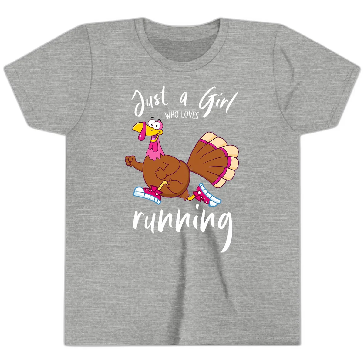 Just A Girl Who Loves Running Turkey Youth T-Shirt in Athletic Heather