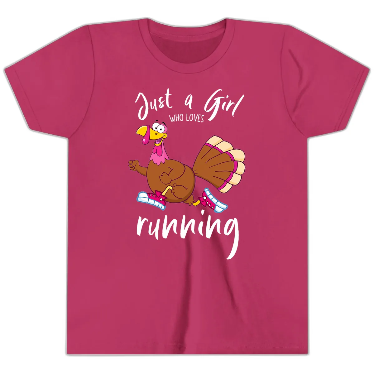 Just A Girl Who Loves Running Turkey Youth T-Shirt in Berry