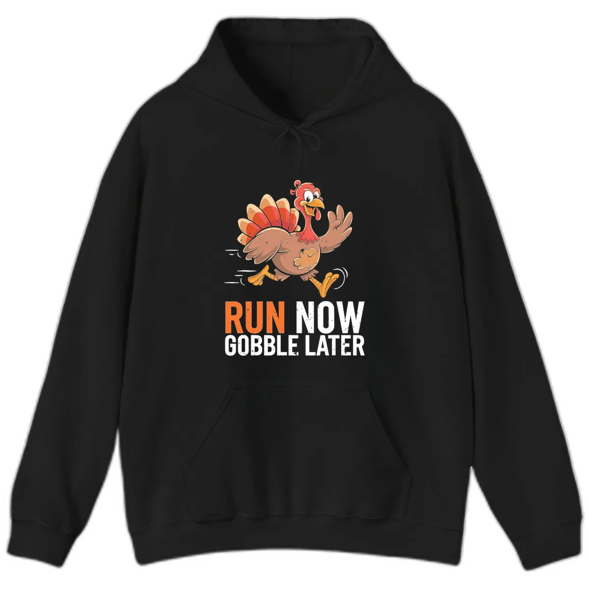 Run Now Gobble Later Turkey Trot Hoodie in Black