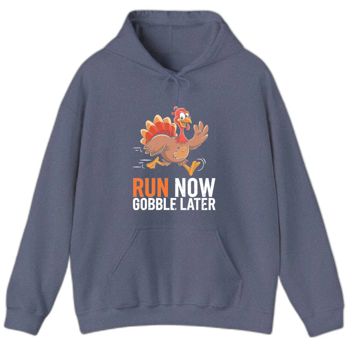 Run Now Gobble Later Turkey Trot Hoodie in Heather Navy