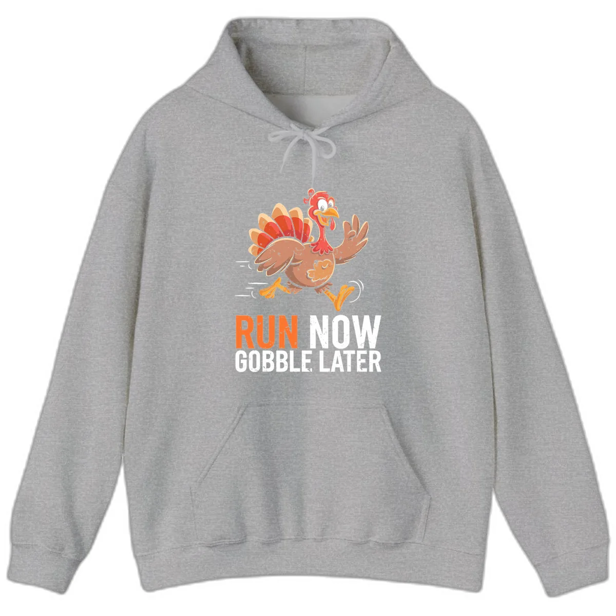 Run Now Gobble Later Turkey Trot Hoodie in Sport Grey