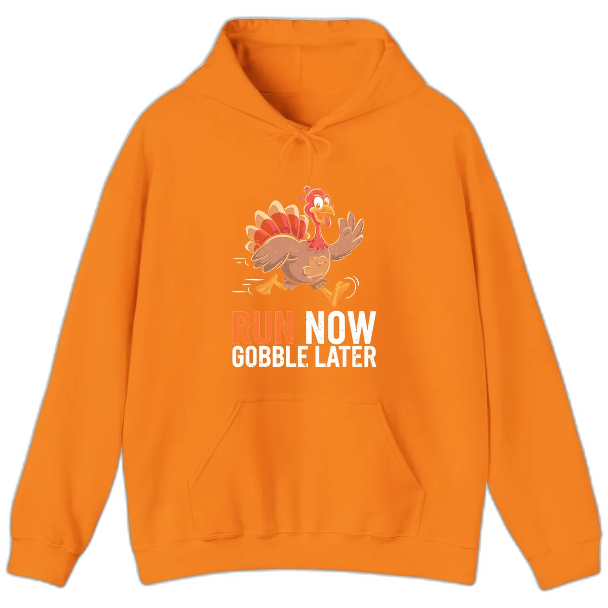 Run Now Gobble Later Turkey Trot Hoodie in Safety Orange