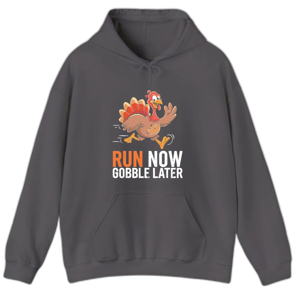 Run Now Gobble Later Turkey Trot Hoodie in Charcoal