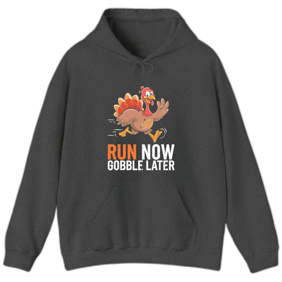 Run Now Gobble Later Turkey Trot Hoodie in Dark Heather