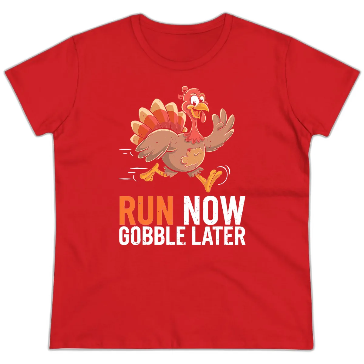Run Now Gobble Later Turkey Trot Ladies Tee in Red