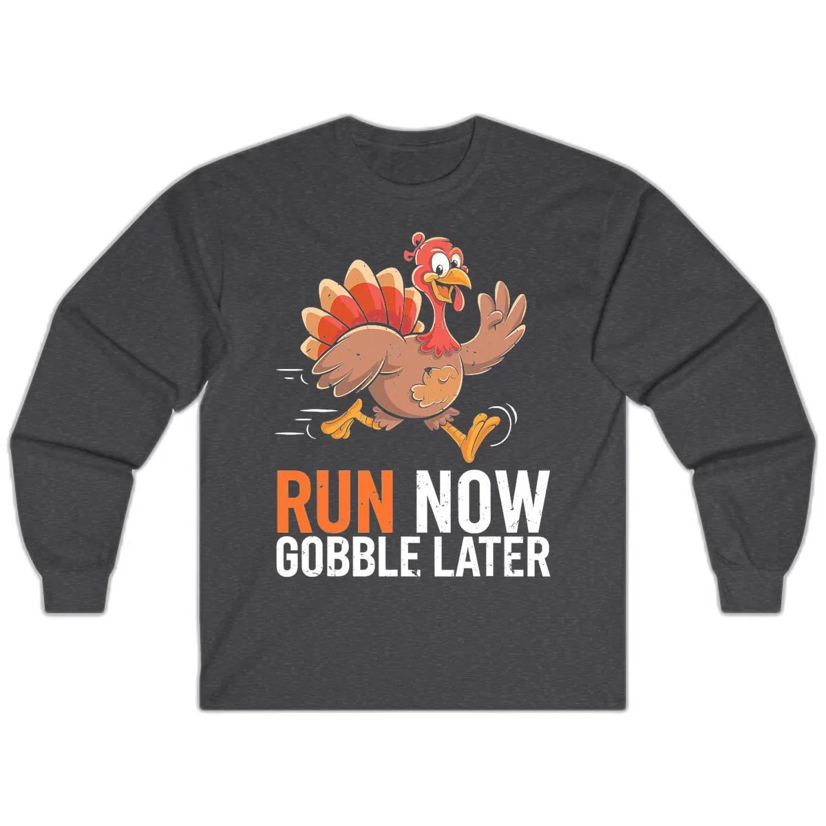 Run Now Gobble Later Turkey Trot Long Sleeve in Dark Heather
