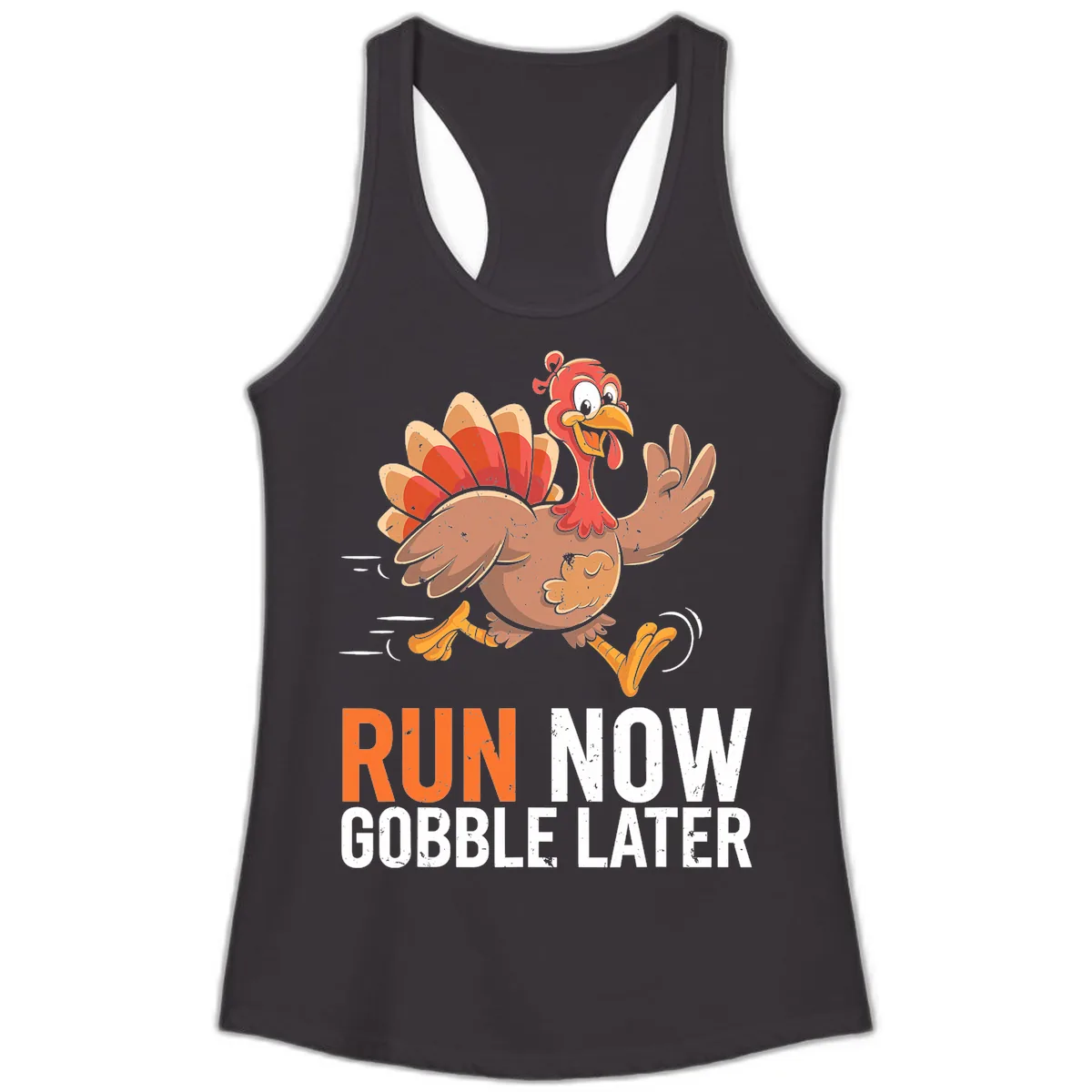Run Now Gobble Later Turkey Trot Ladies Tank in Black