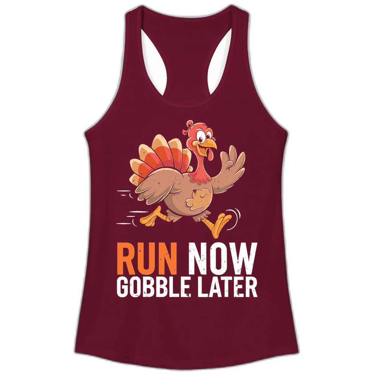 Run Now Gobble Later Turkey Trot Ladies Tank in Solid Cardinal Red