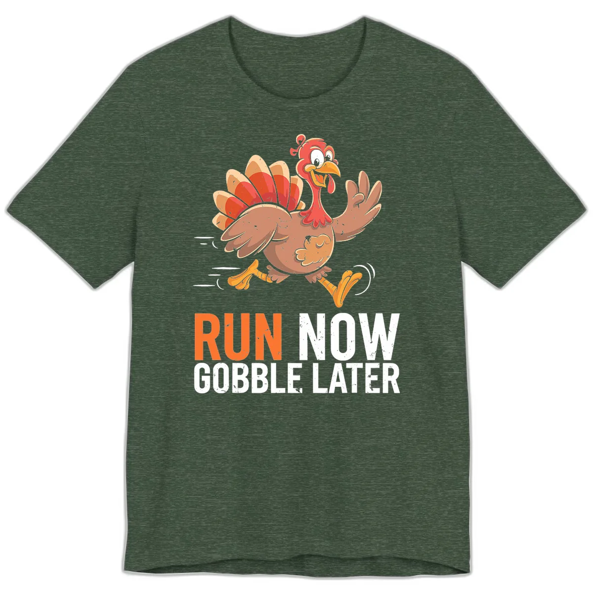 Run Now Gobble Later Turkey Trot Premium T-Shirt in Heather Forest