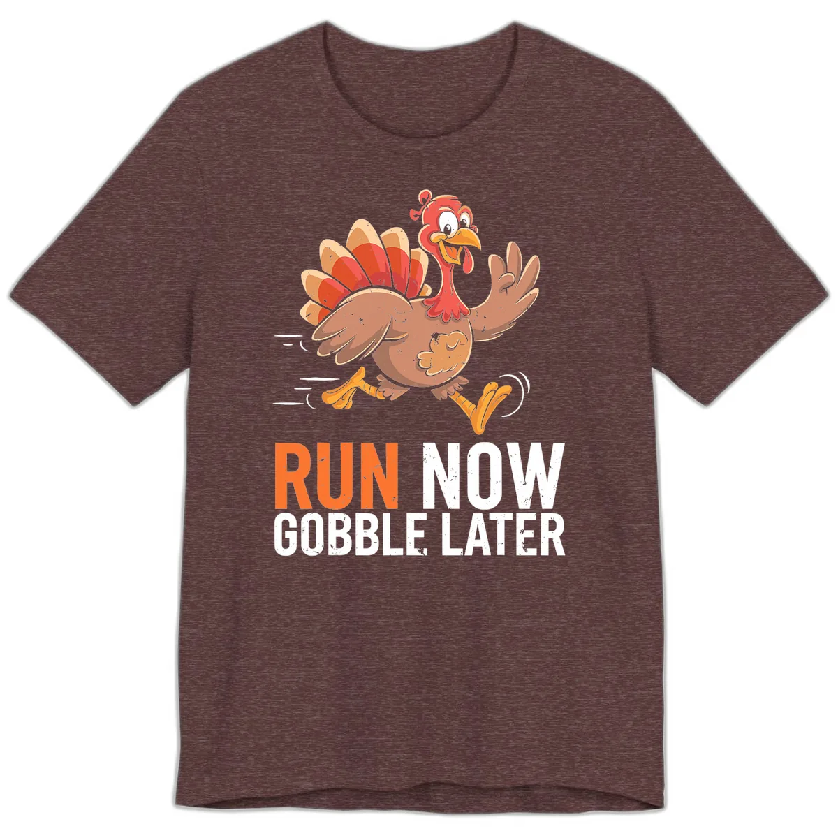 Run Now Gobble Later Turkey Trot Premium T-Shirt in Heather Maroon