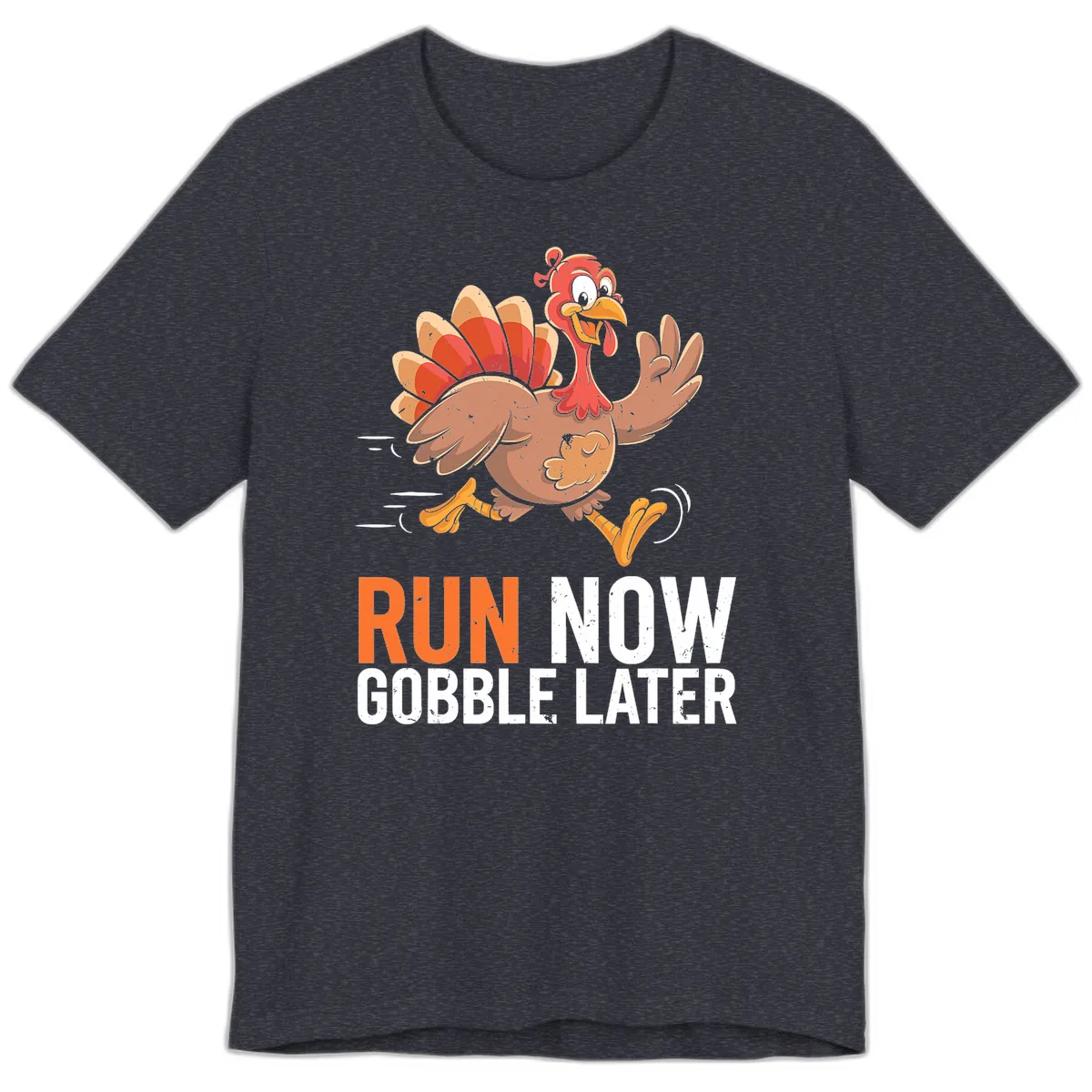 Run Now Gobble Later Turkey Trot Premium T-Shirt in Heather Navy