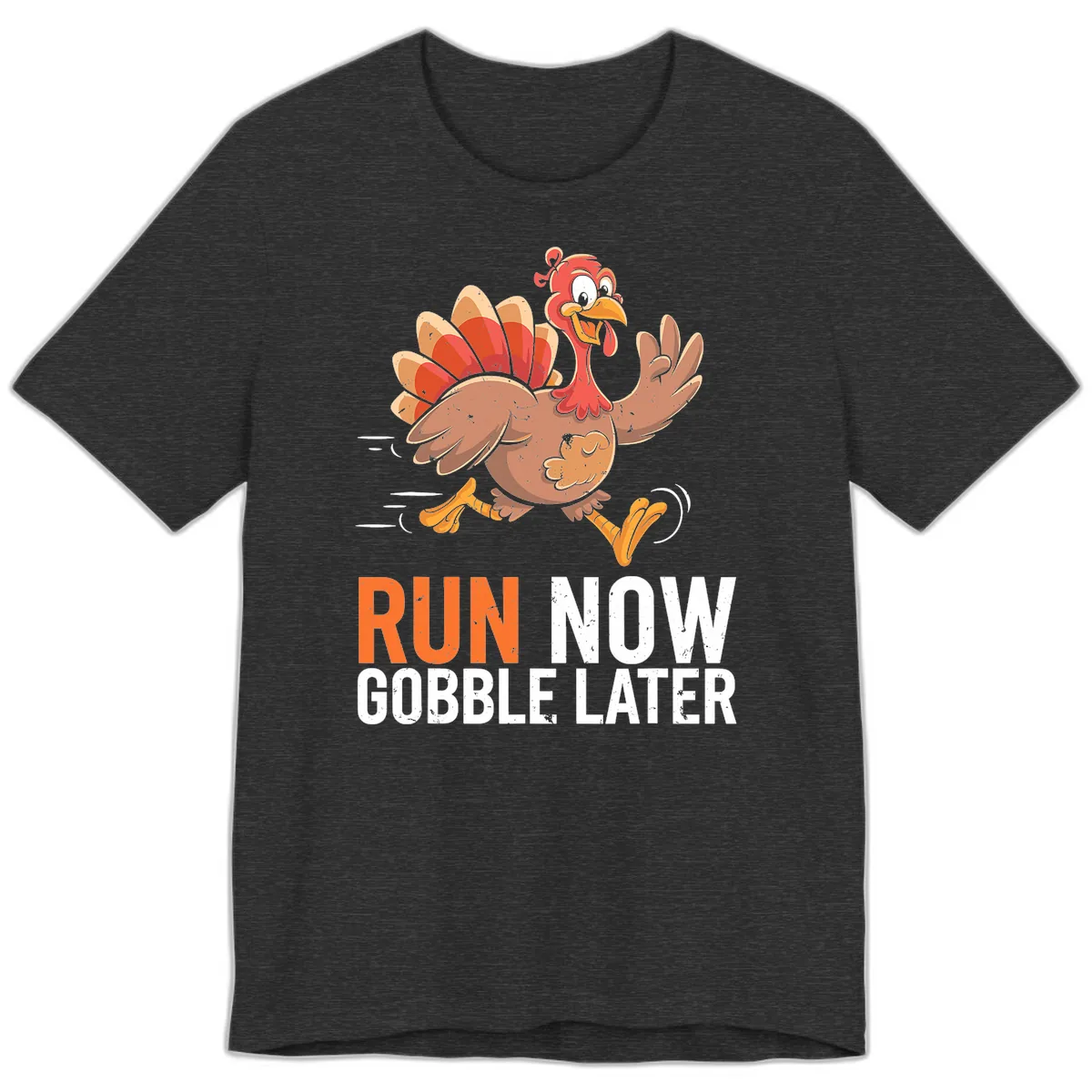 Run Now Gobble Later Turkey Trot Premium T-Shirt in Dark Grey Heather