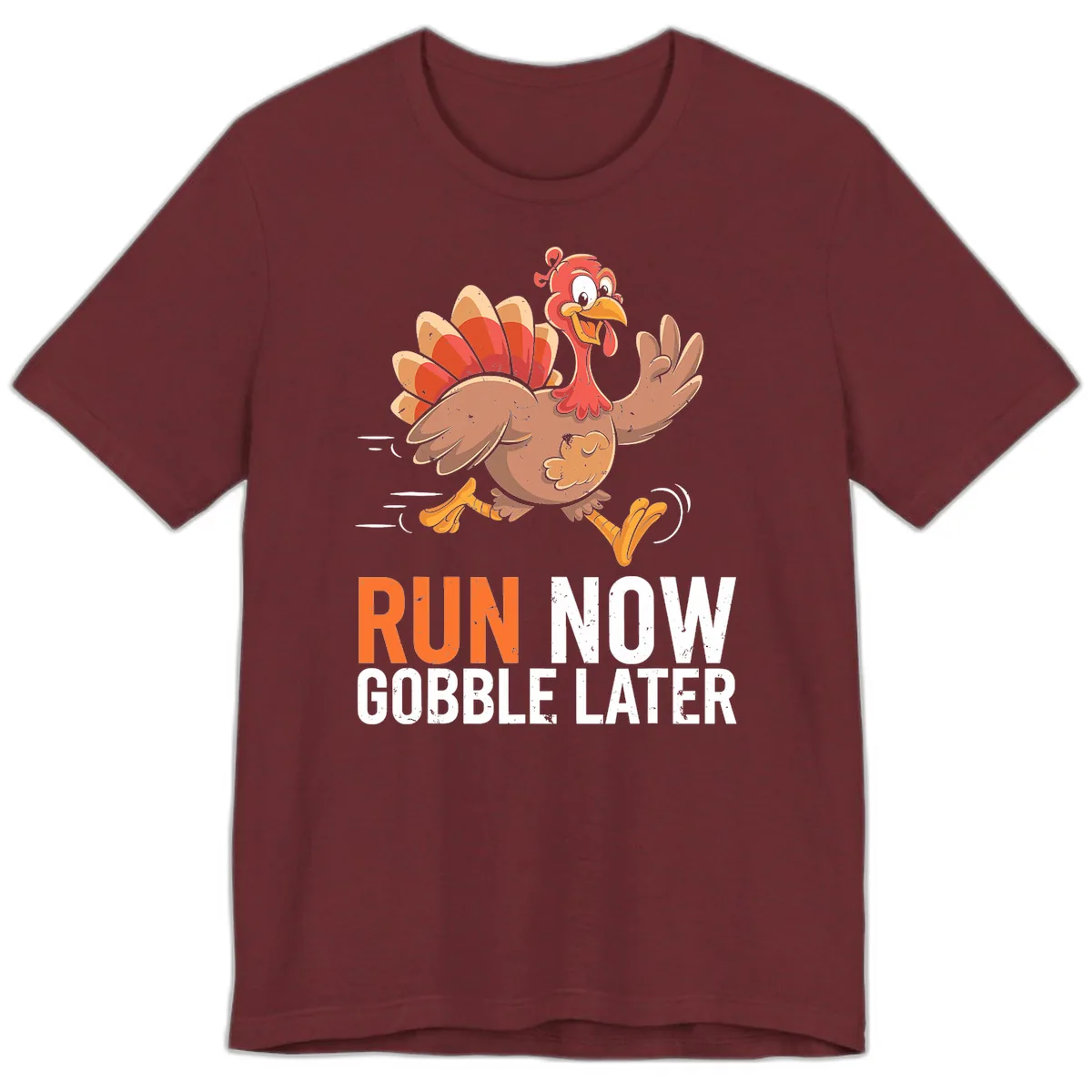 Run Now Gobble Later Turkey Trot Premium T-Shirt in Heather Cardinal