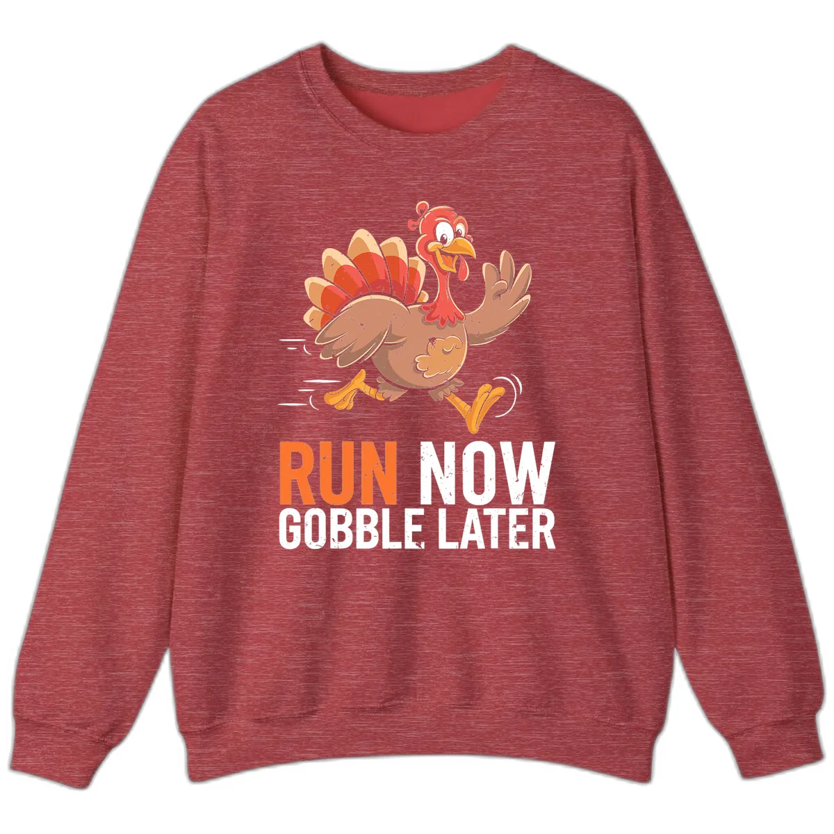 Run Now Gobble Later Turkey Trot Sweatshirt in Heather Scarlet Red