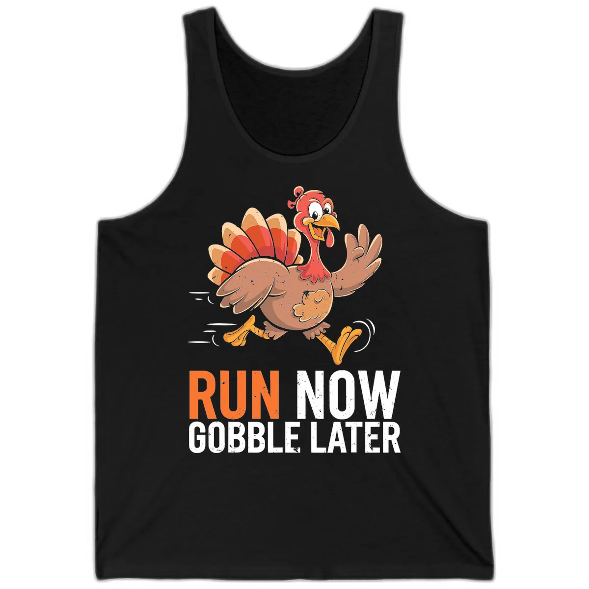 Run Now Gobble Later Turkey Trot Tank in Black