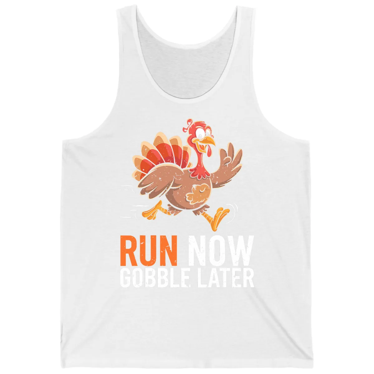 Run Now Gobble Later Turkey Trot Tank in White