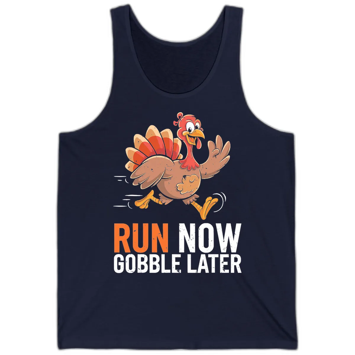 Run Now Gobble Later Turkey Trot Tank in Navy