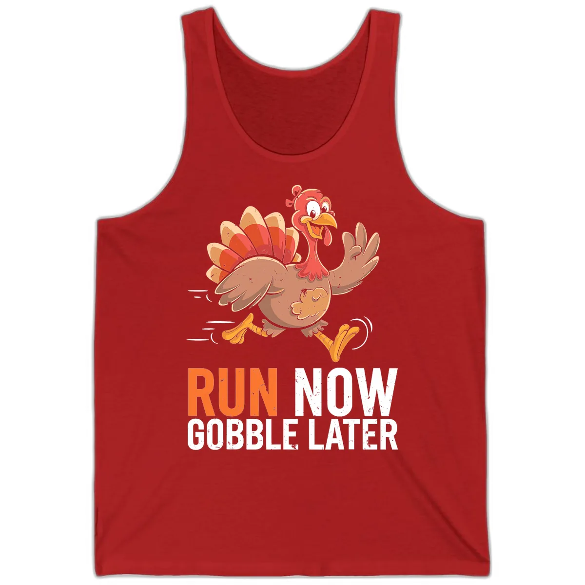 Run Now Gobble Later Turkey Trot Tank in Red