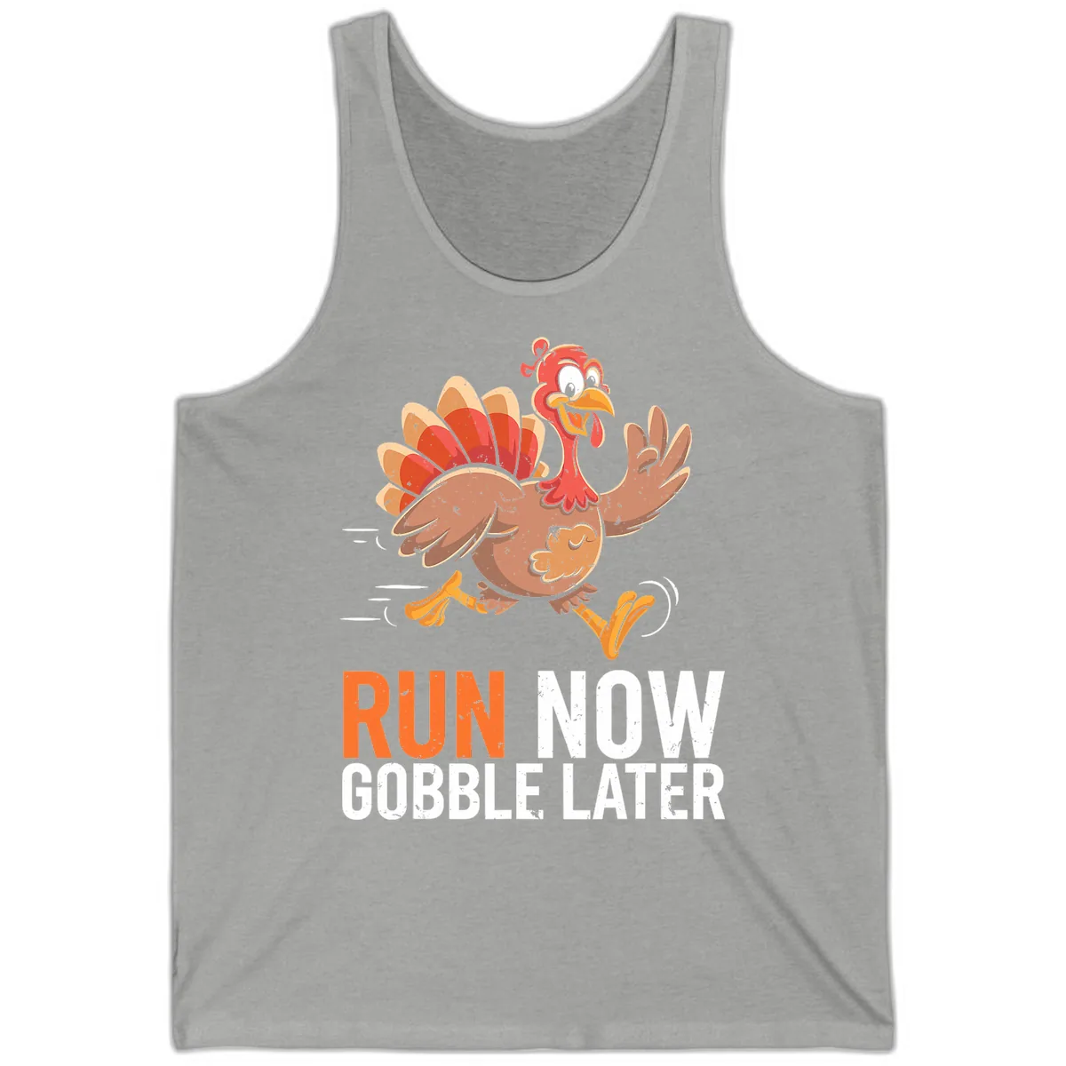 Run Now Gobble Later Turkey Trot Tank in Athletic Heather