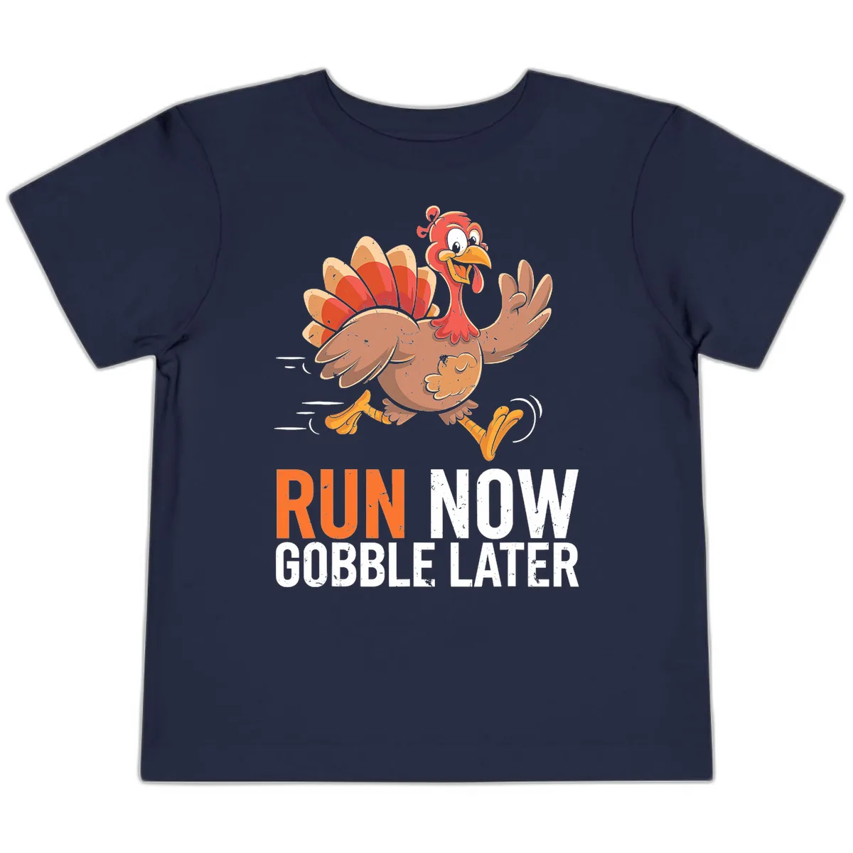 Run Now Gobble Later Turkey Trot Toddler T-Shirt in Navy
